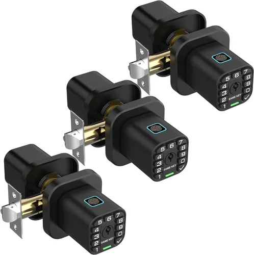 Miniatura 14 de Richelock Pomo de puerta de huellas dactilares, cerradura biométrica inteligente con teclado, perilla de puerta de código de entrada sin llave