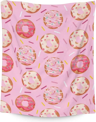 Miniatura 25 de Manta para niñas, 30 x 40 pulgadas, bonita manta de dona para niñas, manta rosa suave y mullida para sofá y oficina