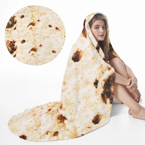 Admitrack Cobija de Tortilla Burrito 80 Pulg., Manta Doble Cara de Franela Super Suave, Regalo de Novedad de Tortilla Blanco Elefante para Navidad