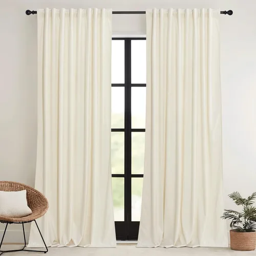 Miniatura 15 de RYB HOME Cortinas elegantes de terciopelo verde de 108 pulgadas de largo, bloqueo de luz, aislamiento térmico, elegantes cortinas de terciopelo