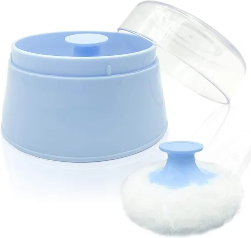 Caja de soplo de polvo de bebé sin BPA, grande de 2.8 pulgadas, estuche de polvo esponjoso para después del baño, contenedor de polvo de