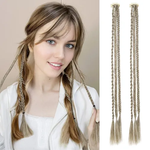 REECHO - 6 extensiones de cabello trenzado, extensiones de cabello sintético suave natural de 22 pulgadas de largo, para uso diario, para mujer,