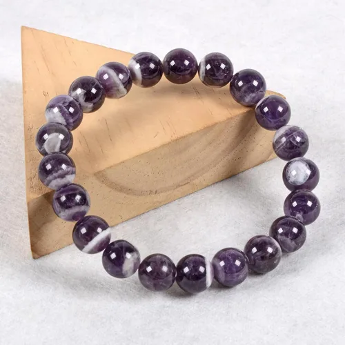 Miniatura 4 de Justinstones Pulsera elástica de cuentas redondas de 0.394 in con gemas semipreciosas, 7 pulgadas, unisex