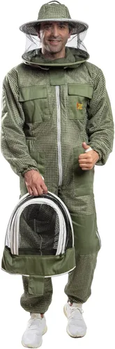 Miniatura 12 de Traje ventilado de la apicultura en varios colores con velos redondos o de esgrima Velo de esgrima blanco