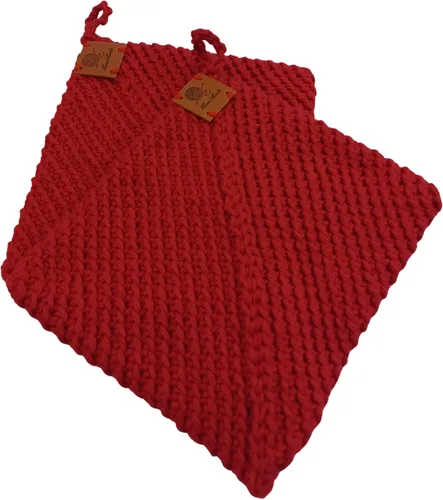 Miniatura 7 de Soportes para ollas de ganchillo hechos a mano, colección de color sólido, algodón de 6 x 6 pulgadas, resistentes al calor, doble capa, lazo