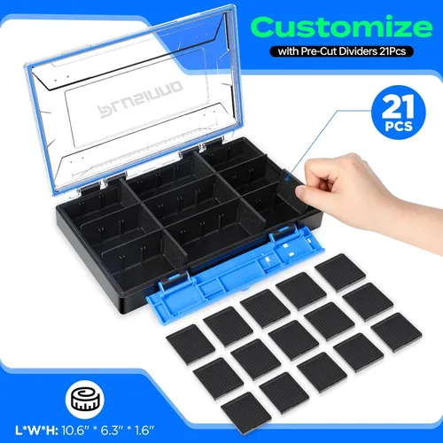 Miniatura 6 de PLUSINNO Organizador de Caja de Aparejos, Paquetes de 1/2, Bandejas de Aparejos Impermeables, Caja de Aparejos de Pesca con Divisores Removibles