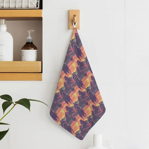 Miniatura 6 de Cyber Retro Western Cowboy Print Hand Towels for Bathroom Kitchen, Hanging Kitchen Towels with Hanging Loop, Cute Decorative Absorbent Coral Bath
