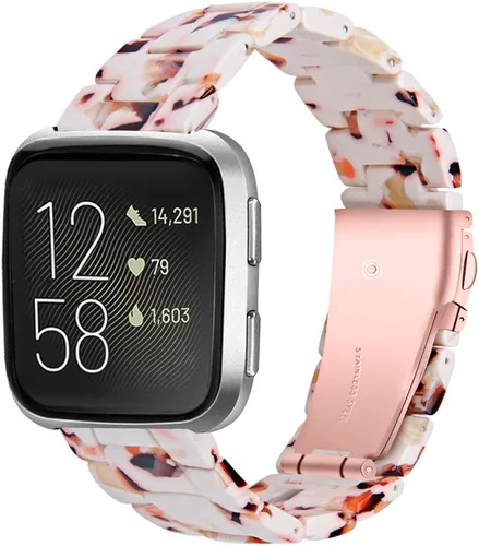 Miniatura 7 de Pulsera de resina compatible con Fitbit Versa 2/Versa Lite/Versa Band para mujer, correa de pulsera de repuesto de metal con hebilla de acero