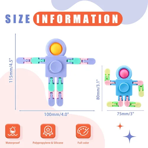 Miniatura 2 de Hanaive 8 piezas robot Fidget Spinners transformable con cadena de giroscopio para dedos, deformable, para aliviar el estrés, juguetes sensoriales