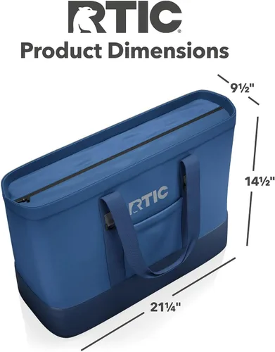 Miniatura 5 de RTIC Bolsa de mano aislada para uso diario, enfriador térmico reutilizable grande con cremallera superior para playa, comestibles, compras, Azul