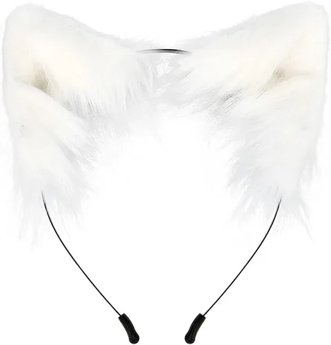 Miniatura 3 de VIGVAN Orejas de lobo de zorro Animal Cosplay Cat Accesorios de cosplay para Halloween (negro)