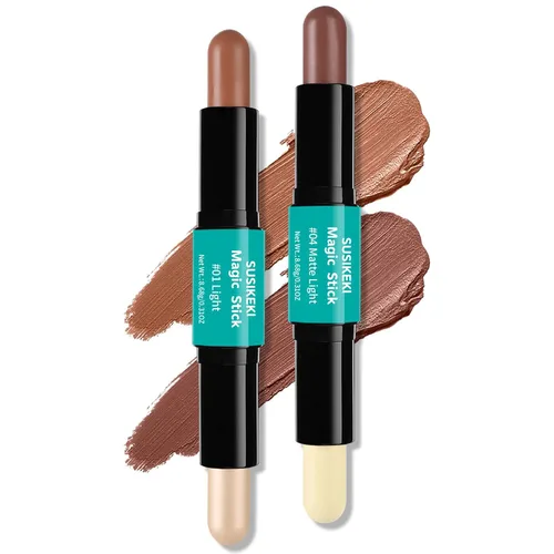 Miniatura 8 de Barra de contorno, 2 rotuladores de doble punta y barra de contorno para moldear la cara, crema bronceador y barras de resaltado impermeable de SET