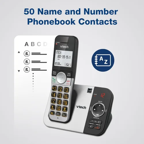 Miniatura 13 de VTech Teléfono inalámbrico de 3 auriculares con contestador, con pantalla grande y grandes botones de identificación de llamadas, altavoz