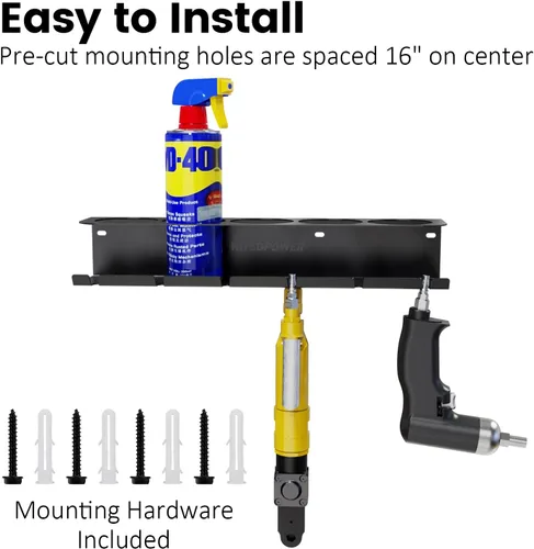 Miniatura 4 de UNITEDPOWER Combo de portaherramientas neumático/estante de aerosol, soporte para botellas de aerosol montado en la pared, organizador