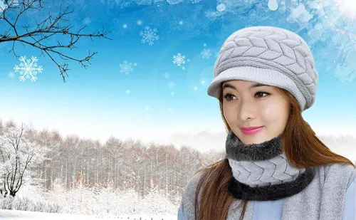 Miniatura 7 de HINDAWI Bufanda de invierno con visera, bufanda infinita, gorro de nieve cálido para mujer