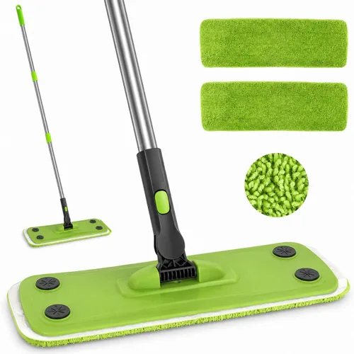 Trapeador verde, trapeadores planos para limpieza de suelos con mango largo, pequeñas fregonas secas, herramienta de limpieza de pisos para el hogar