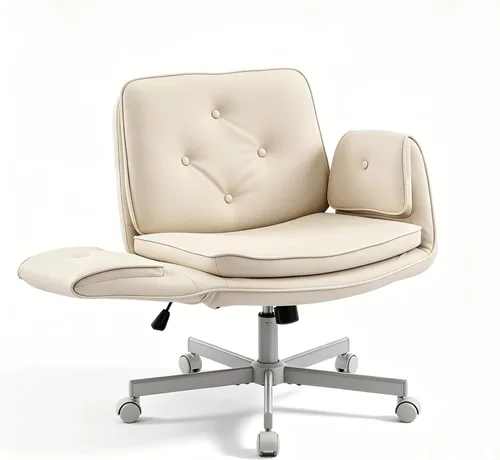MOJAY Criss Cross Chair, Vanity Chair, Pretty Fancy Desk Chair, Cross Legged Office Chair for Girls, 360°Swivel Height Adjustable Reception Chair