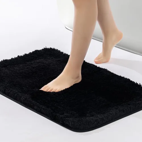 ROSMARUS Alfombra de baño lanuda antideslizante de 17 x 24 pulgadas, tapete absorbente de agua, tapete de ducha suave para suelo y bañera, tapete de