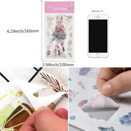Miniatura 4 de 72 hojas de pegatinas de dibujos animados de meses para niña, álbum de recortes - pegatinas washi, papelería para diario, calendario decorativo, 12