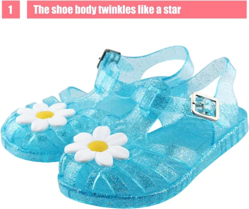 Miniatura 2 de Amtidy Jelly Shoes for Girls, Snow Queen Princess Birthday Sandals for Little Girls, Frozen Inspired Party Cosplay Costumes Dress Flats