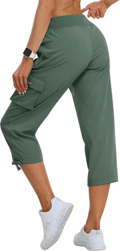 Miniatura 3 de MoFiz Pantalones cargo capri de senderismo para mujer, ligeros, de secado rápido, atléticos, viajes, casuales, holgados, cómodos, bonitos bolsillos