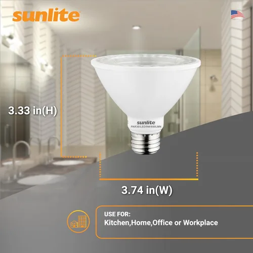 Miniatura 3 de Sunlite 40982-SU - Bombilla LED PAR30 de cuello corto, 9 vatios, (equivalente a 75 W), 850 lúmenes, base de tornillo medio (E26), regulable, 5000K