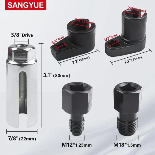 Miniatura 4 de Sensor de oxígeno Llave de zócalo Rosca Chaser 02 Sensor Removedor Herramienta Offset Interruptor de Vacío Enchufes Kit 5 unids