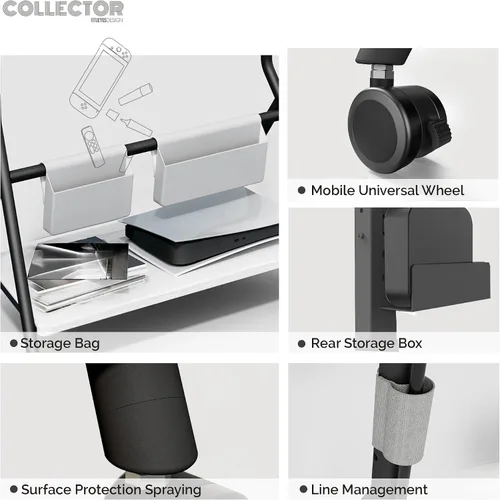 Miniatura 4 de FITUEYES Soporte de TV móvil para TV de 55, 60, 65, 75, 78 pulgadas, soporte de suelo con soporte para oficina, sala de estar, hotel, moderno