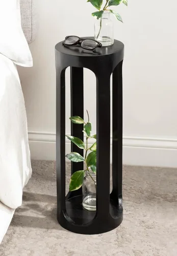 Miniatura 6 de Kate and Laurel Dahl Mesa Redonda de Madera Moderna para Bebidas; 8 x 23 pulgadas; Negro; Mesa de Pedestal de Acento de Madera Circular Transicional