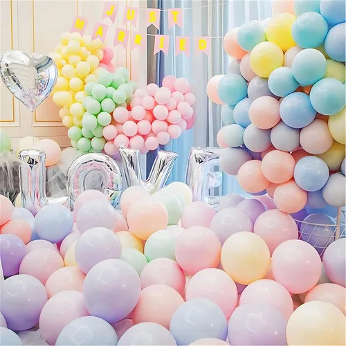 Miniatura 6 de Globos pastel de 10 pulgadas, 100 unidades de globos de color arcoíris de color caramelo de macarrón para bodas, cumpleaños, baby shower