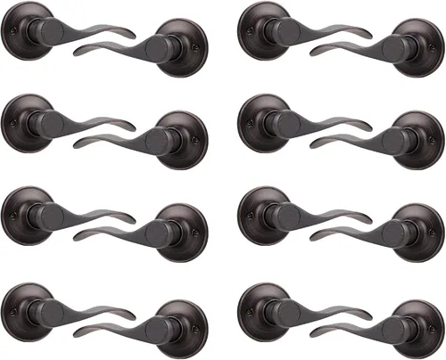 Miniatura 10 de Probrico - Paquete de 2 manijas de puerta decorativas para puertas con apertura a la izquierda y derecha, estilo ondulado, con acabado de níquel
