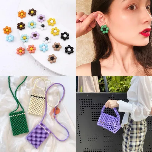 Miniatura 6 de 200 cuentas redondas acrílicas de 0.394 pulgadas (0.394 in), cuentas redondas de plástico pastel con agujero para manualidades, pulseras, collares