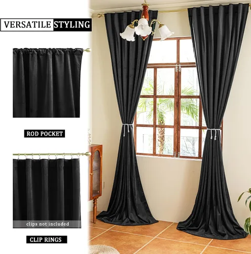 Miniatura 5 de YOFUN Cortinas de terciopelo negro de 84 pulgadas de largo, con pestaña trasera, paneles de protección de privacidad