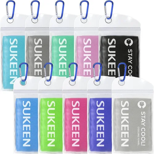 Miniatura 15 de Sukeen Paquete de 4 toallas de enfriamiento (40 x 12 pulgadas), toalla fresca de microfibra, suave y transpirable, toalla fría para yoga, golf, Azul