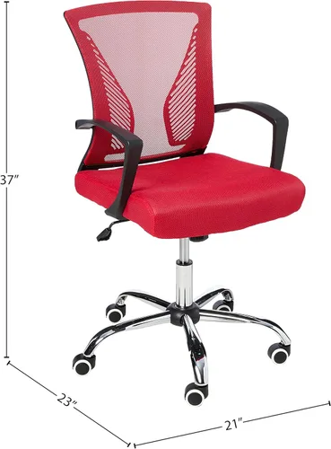Miniatura 3 de Modern Home Zuna Silla de oficina con respaldo medio, respaldo ergonómico de malla con respaldo de malla (negro/rojo)