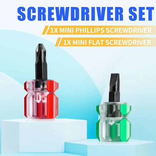 Miniatura 7 de 2 destornilladores para máquina de coser, destornillador Phillips de 0.236 in y puntas de cabeza plana, juego de destornilladores rechonchos