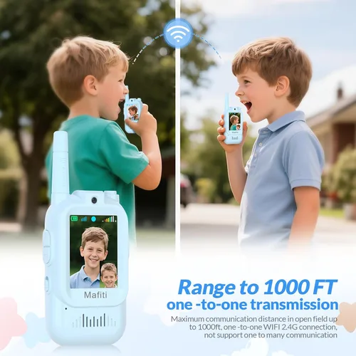 Miniatura 4 de Mafiti Juguetes para niños y niñas de 3, 4, 5, 6, 7, 8 años, mini video walkie talkies para niños, paquete de 2 unidades, recargable, rango de 1000