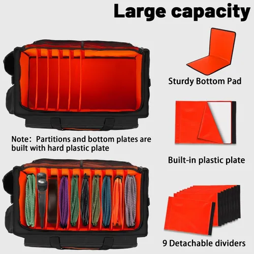 Miniatura 3 de Bolsa de DJ grande incorporada resistente tablero de soporte, bolsa de cable de DJ con 9 divisores desmontables y correa acolchada para el hombro