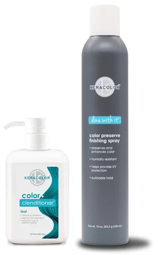 Miniatura 23 de KERACOLOR Kit de 3 en 1 (Limpieza + Acondicionador + Color) Tinte semipermanente azul para el cabello y acabado en aerosol para el cabello, 10 onzas