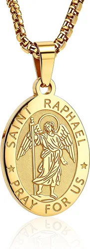 Miniatura 13 de Collar de patrón de santo, San Miguel/Virgen María/Rafael/Judá/Cristóbal/Benedicto/José/Patricio/Francisco/Florián/Tomás/Antonio, acero inoxidable
