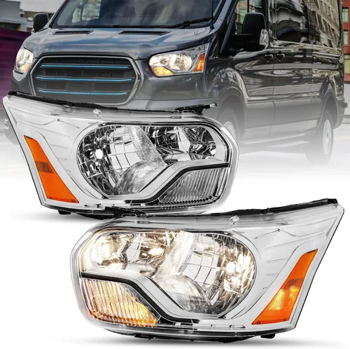 SOCKIR Conjunto de faros delanteros de carcasa cromada para Ford Transit Van 150 250 350 HD de repuesto para Ford Transit Van 150 250 350 HD, lado