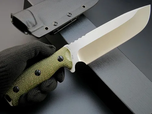 Miniatura 7 de Eafengrow EF143 Cuchillo de hoja fija con hoja de acero AUS-10, mango de Micarta, tanga completa, herramienta EDC, cuchillo recto para trabajo, Verde