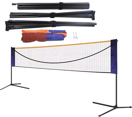 Miniatura 7 de Red de bádminton portátil de voleibol para exteriores, red de tenis plegable de 20 pies/17 pies/12 pies de ancho, soporte ajustable de altura