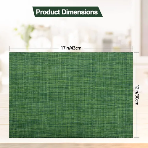 Miniatura 5 de SLKQG Juego de 8 manteles individuales verdes de vinilo, lavables y resistentes al calor, para mesa de comedor, 17 x 12 pulgadas (verde, 8)