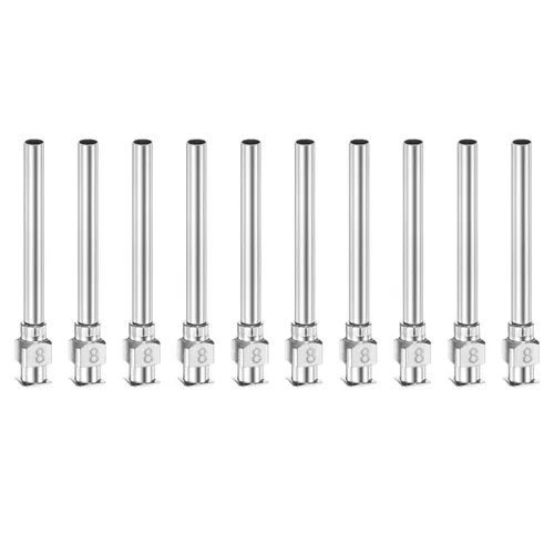 HARFINGTON 10 agujas dispensadoras de acero inoxidable de calibre 8, 1 1/2 pulgadas, tubo de aguja de pegamento de metal, puntas romas, Luer Lock