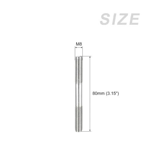 Miniatura 2 de METALLIXITY Tornillos de doble extremo (rosca M8, longitud 80 mm) 5 piezas, pernos de varilla roscada doble de acero inoxidable 304