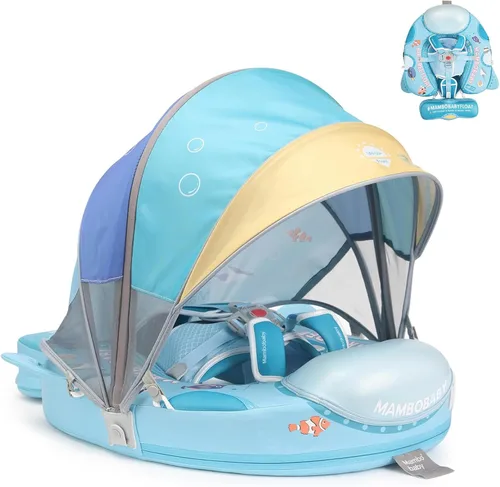 Miniatura 6 de Flotador Mambobaby actualizado 2026, flotadores para bebé con toldo para bebés de 3 a 24 meses, flotadores de piscina no inflables con correa