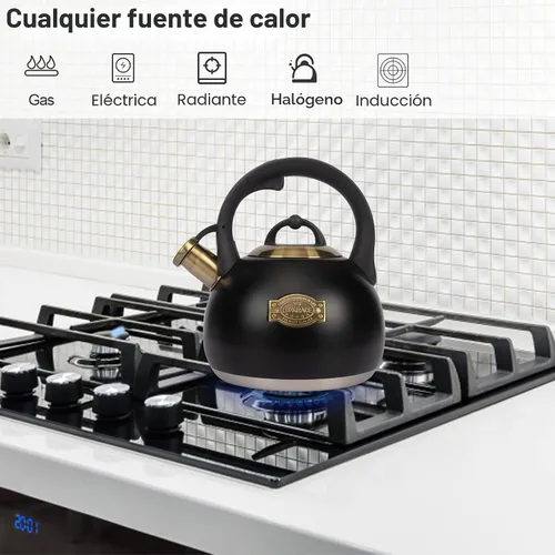 Miniatura 2 de Tetera para estufa, hervidor de agua de acero inoxidable de grado alimenticio, tetera para el hogar y la cocina, 3.1 cuartos de galón
