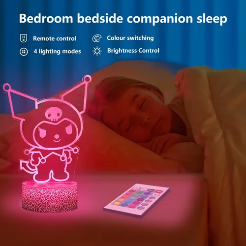 Miniatura 7 de Lámpara de mesa de noche de 16 colores con ilusión 3D, lámpara LED con control táctil y remoto, lámpara LED de anime kawaii, lámpara de escritorio