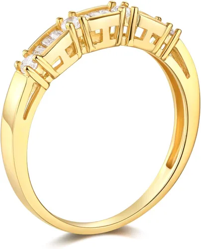 Miniatura 6 de Anillo de compromiso 14K oro SÓLIDO amarillo o blanco y set de 2 unidades de anillos de bodas